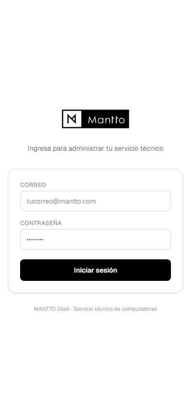 MANTTO Desk en celular: la misma pantalla adaptada