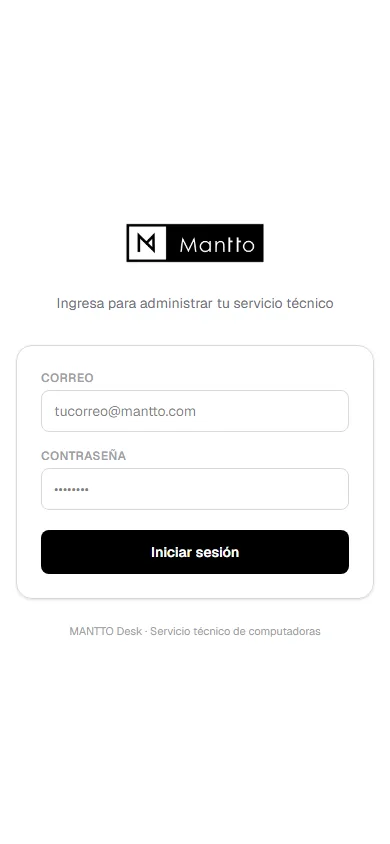 MANTTO Desk en celular: la misma pantalla adaptada