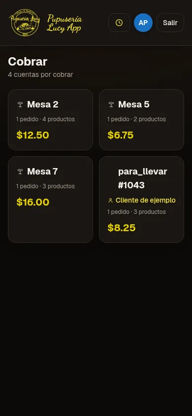Cuentas por cobrar de Pupusería Lucy en celular
